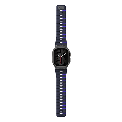 Apple Watch 10 46mm Skinarma Gemini Serisi TPU Magnetik Silikon Kordon Lacivert