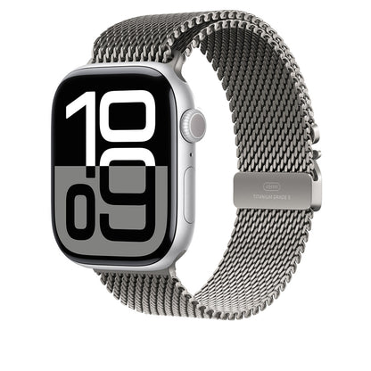 Apple Watch 10 46mm Zore KRD-100 Titanyum Hasır Kordon Titanyum-Gümüş