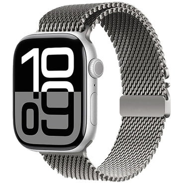 Apple Watch 10 46mm Zore KRD-121 Metal Hasır Kordon Gümüş