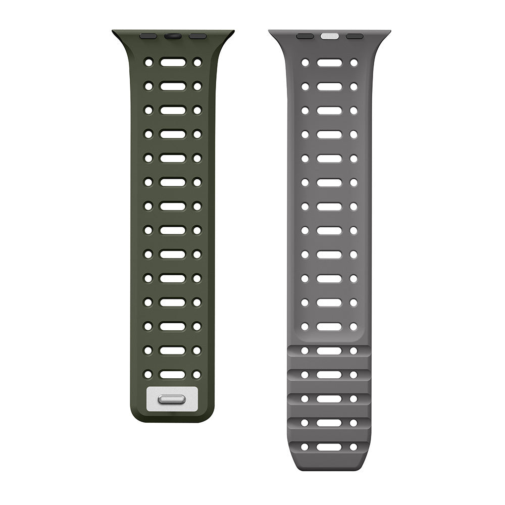 Apple Watch 10 46mm Zore KRD-124 Silikon Kordon Strap Kayış Turuncu-Gri