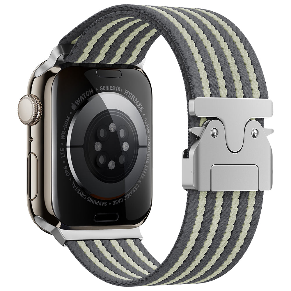 Apple Watch 10 46mm Zore KRD-133 Naylon Kumaş Hasır Örgülü Kordon Gri