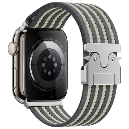 Apple Watch 10 46mm Zore KRD-133 Naylon Kumaş Hasır Örgülü Kordon Gri