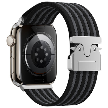 Apple Watch 10 46mm Zore KRD-133 Naylon Kumaş Hasır Örgülü Kordon Siyah