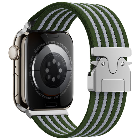 Apple Watch 10 46mm Zore KRD-133 Naylon Kumaş Hasır Örgülü Kordon Yeşil