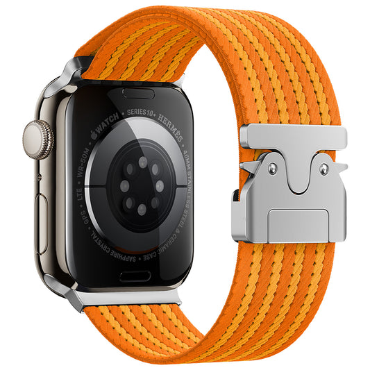 Apple Watch 10 46mm Zore KRD-133 Naylon Kumaş Hasır Örgülü Kordon Turuncu