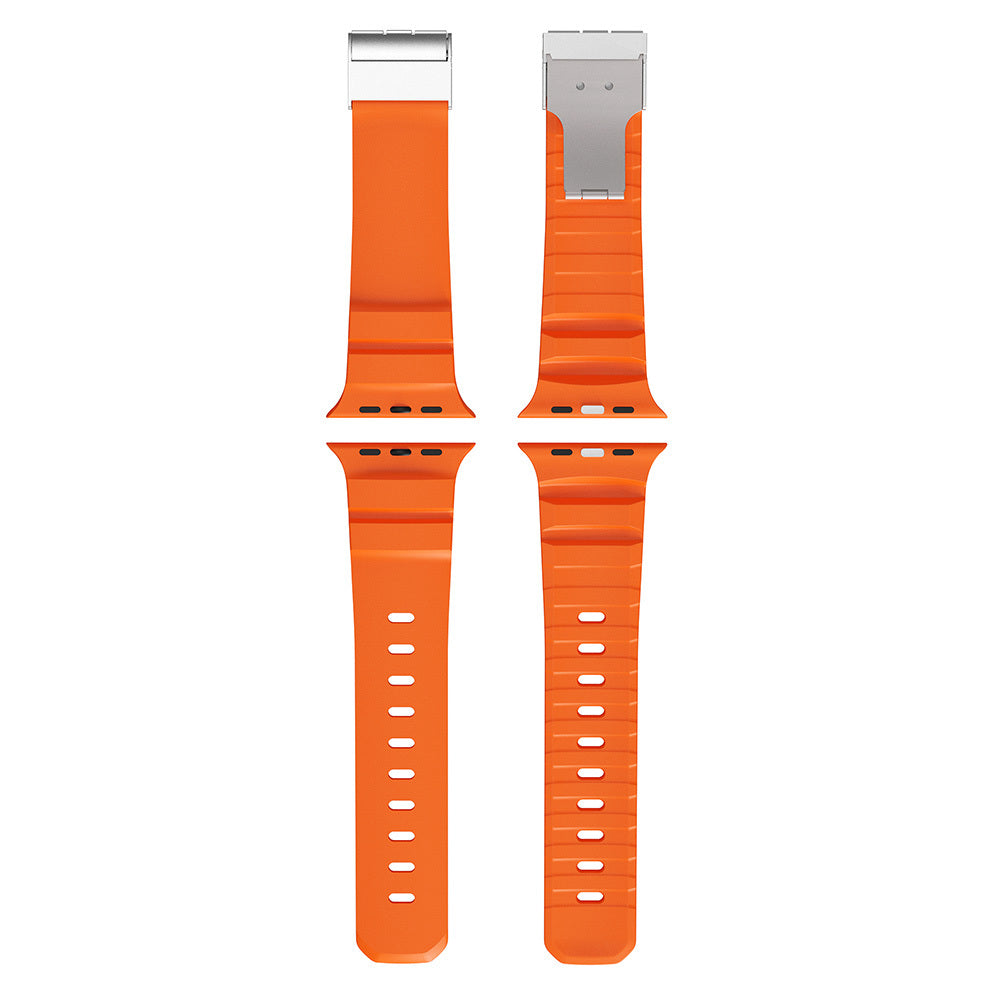 Apple Watch 10 46mm Zore KRD-145 Metal Tokalı Silikon Kordon Siyah