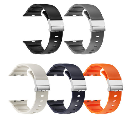 Apple Watch 10 46mm Zore KRD-145 Metal Tokalı Silikon Kordon Starlight