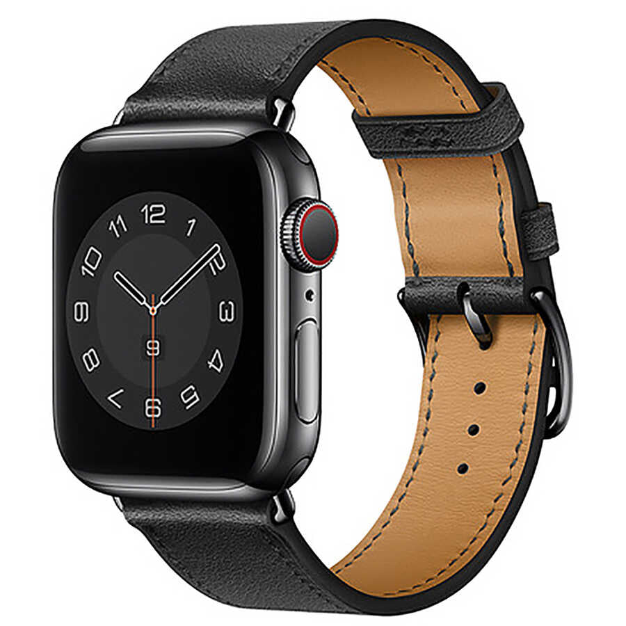 Apple Watch 38mm Wiwu Attleage Watchband Genuine Leather Band Black 