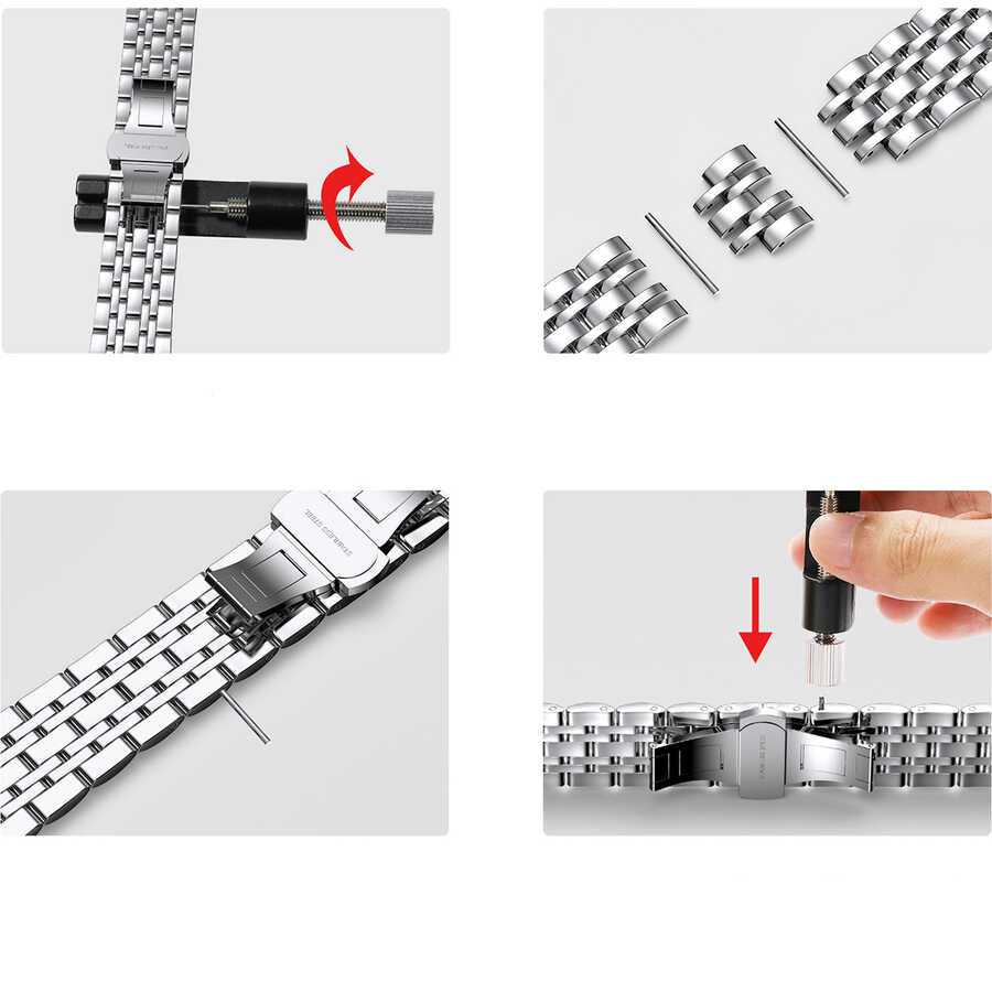 Apple Watch 38mm Wiwu Seven Beads Steel Belt Metal Band Silver 