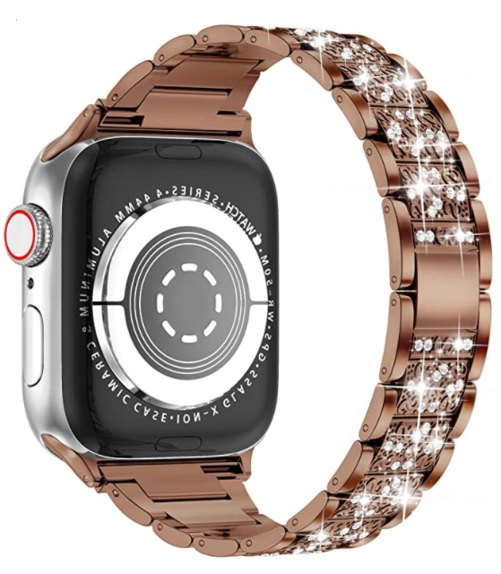 Apple Watch 38mm Wiwu Three Beads Set Auger Metal Band Rose Gold 