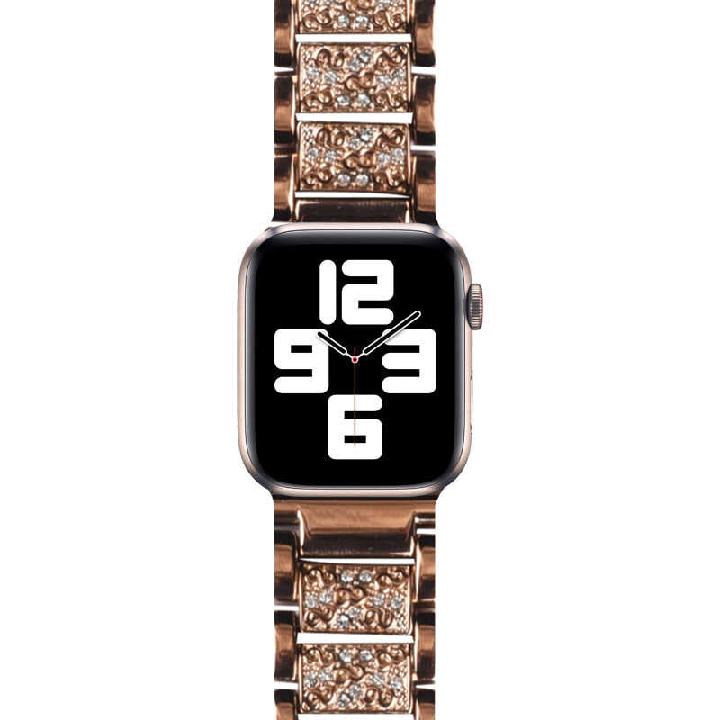 Apple Watch 38mm Wiwu Three Beads Set Auger Metal Band Rose Gold 