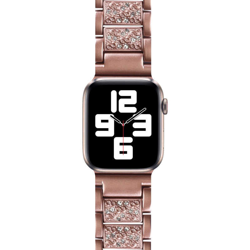 Apple Watch 38mm Wiwu Three Beads Set Auger Metal Band Rose Gold 
