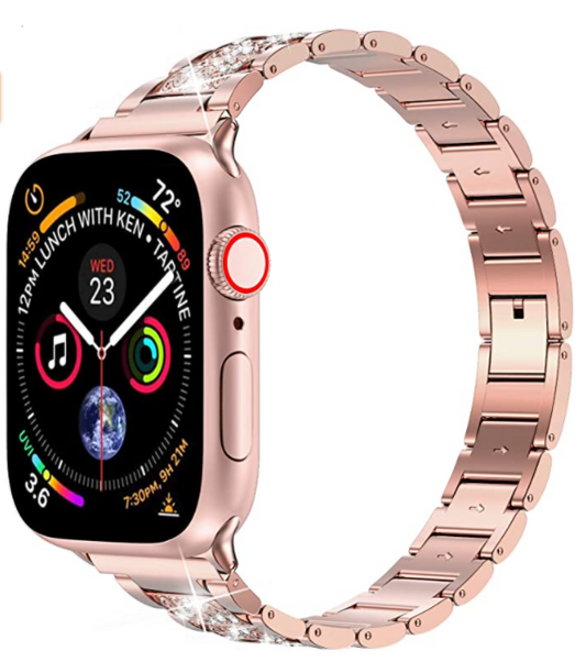 Apple Watch 38mm Wiwu Three Beads Set Auger Metal Band Rose Gold 