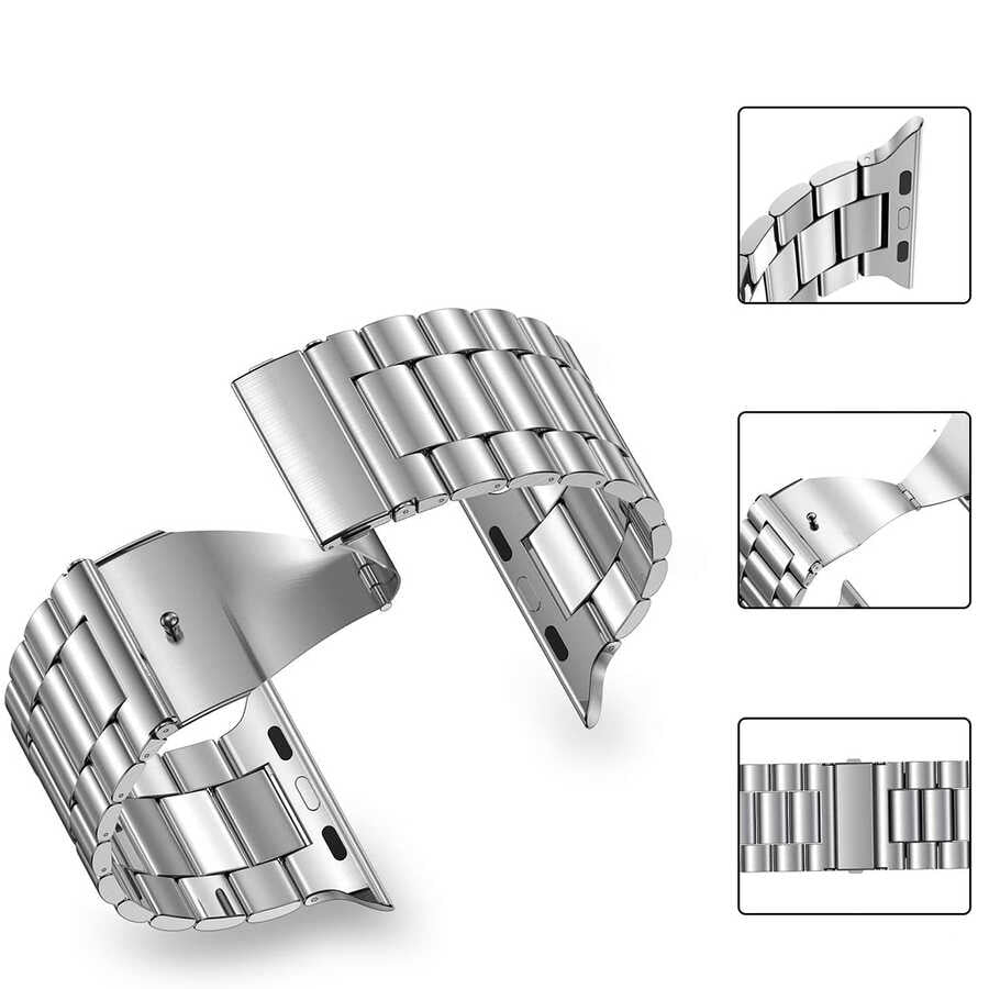 Apple Watch 38mm Wiwu Ultra Thin Steel Belt Three Beads Metal Band Gray 