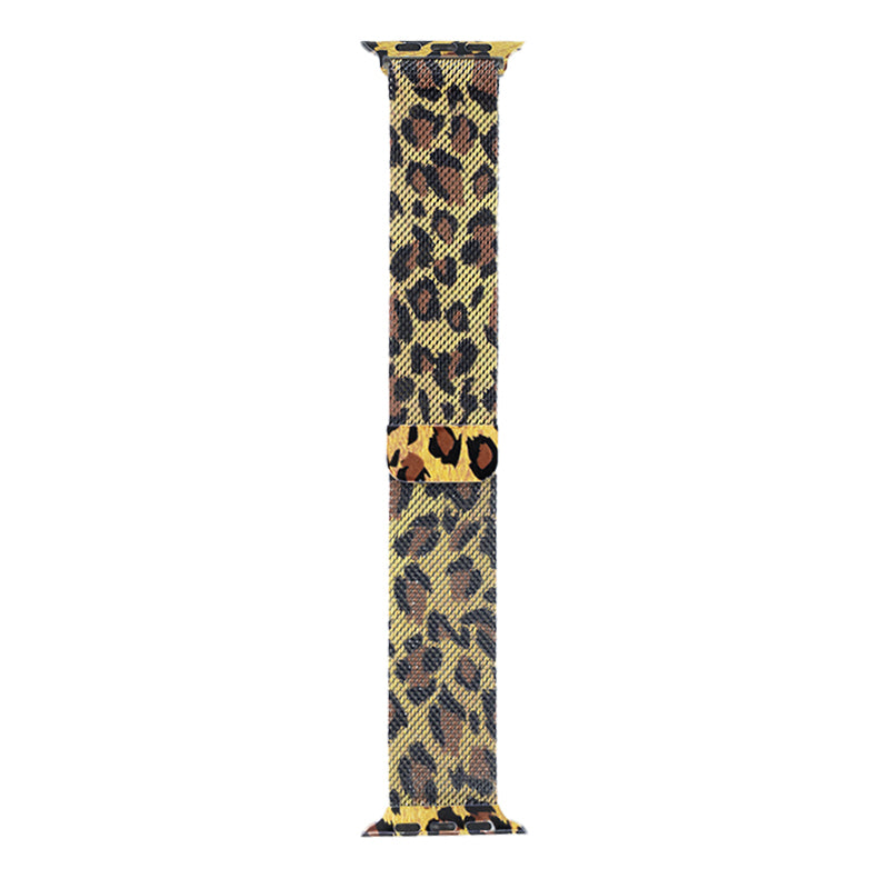 Apple Watch 38mm Zore KRD-01 Leopard Pattern Metal Band Yellow-Leopard 