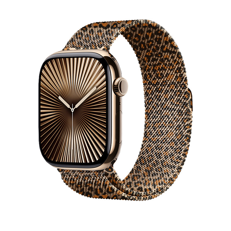 Apple Watch 38mm Zore KRD-01 Leopard Pattern Metal Band Rose Gold-Leopard 