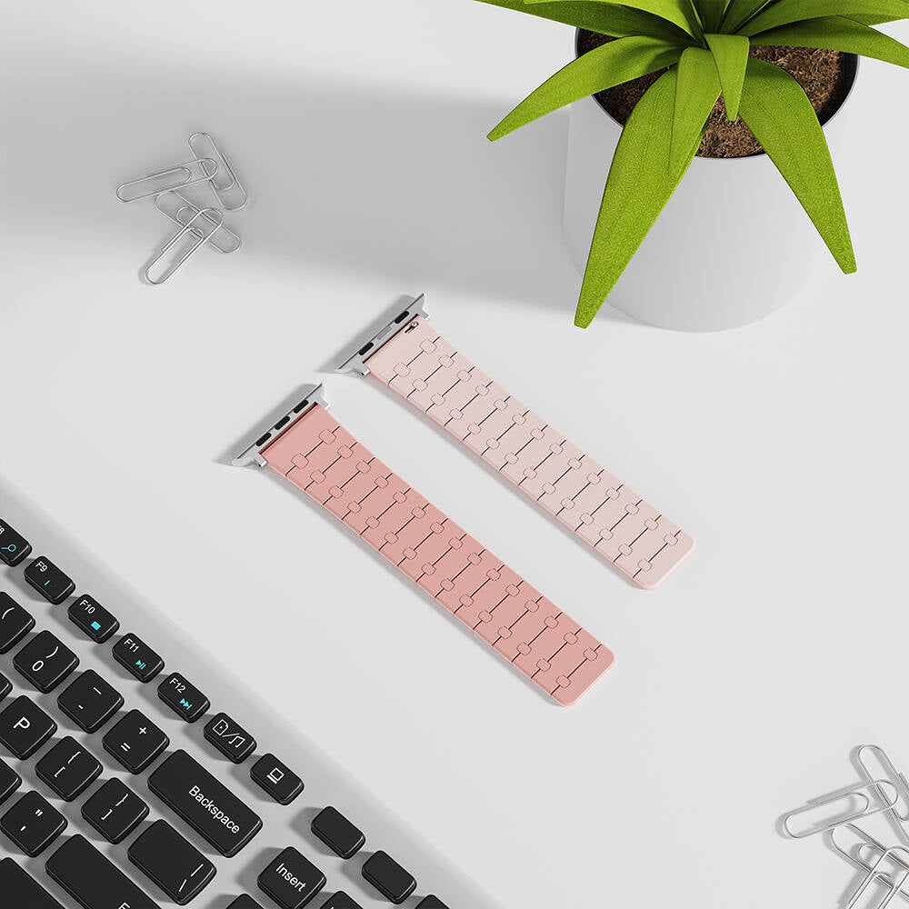 Apple Watch 38mm Zore KRD-111 Striped Patterned Silicone Band Pink 