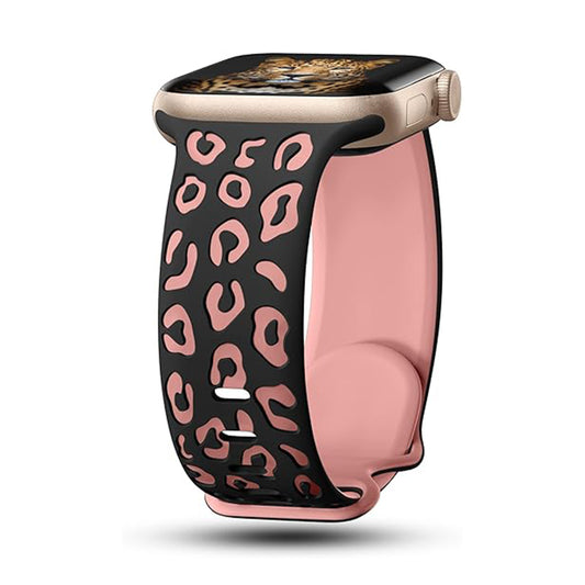 Apple Watch 38mm Zore KRD-140 Silicone Band Strap Black-Pink 