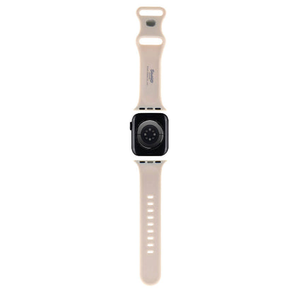 Apple Watch 40mm Hello Kitty Orjinal Lisanslı Yazı Logolu Fiyonk & Kitty Head Silikon Kordon Kırmızı