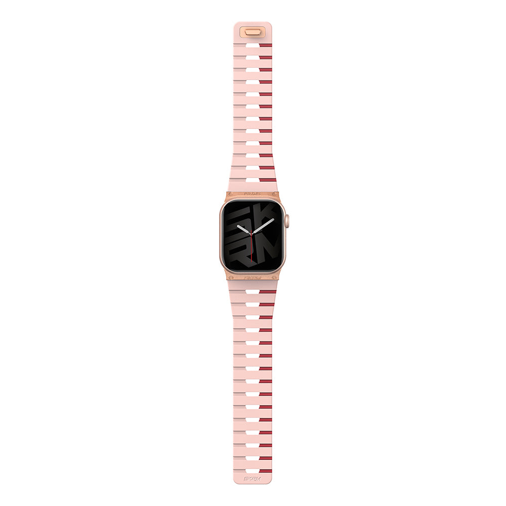 Apple Watch 40mm Skinarma Gemini Serisi TPU Magnetik Silikon Kordon Siyah-Pembe
