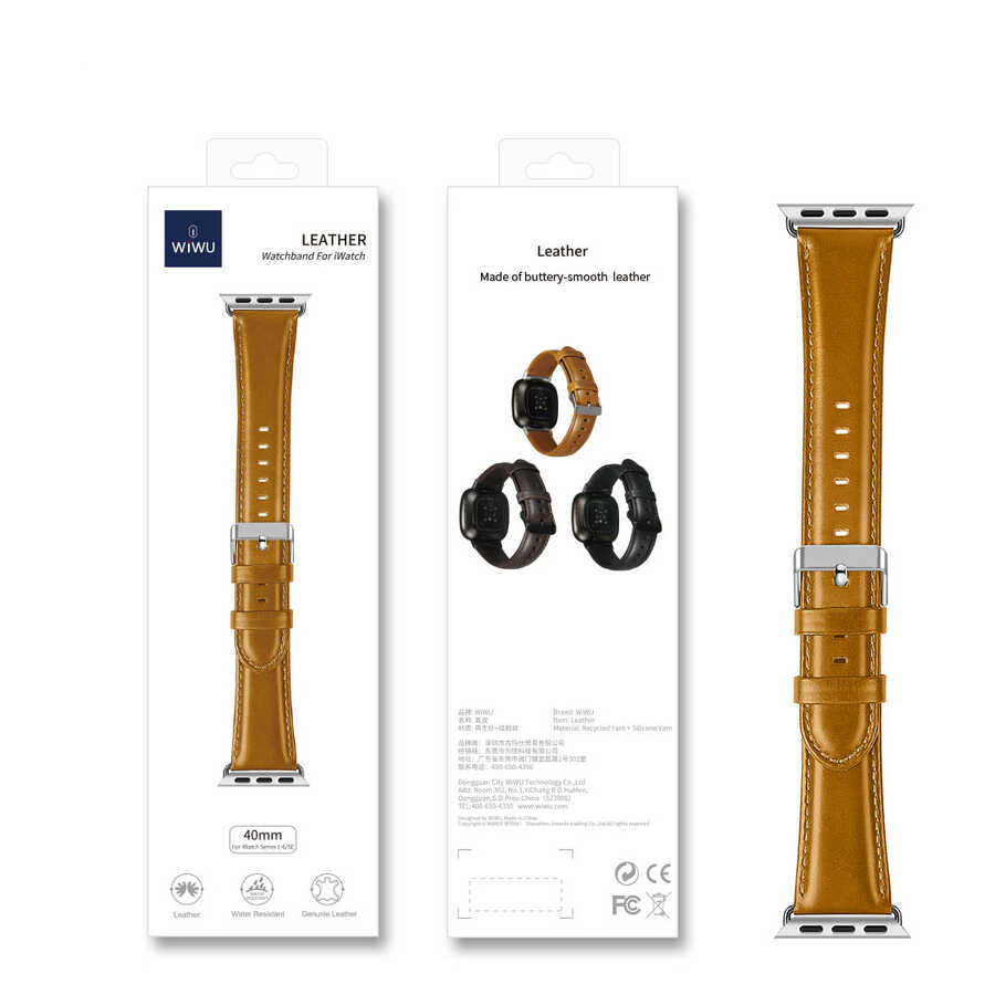 Apple Watch 40mm Wiwu Leather Watchband Brown Dark Brown 