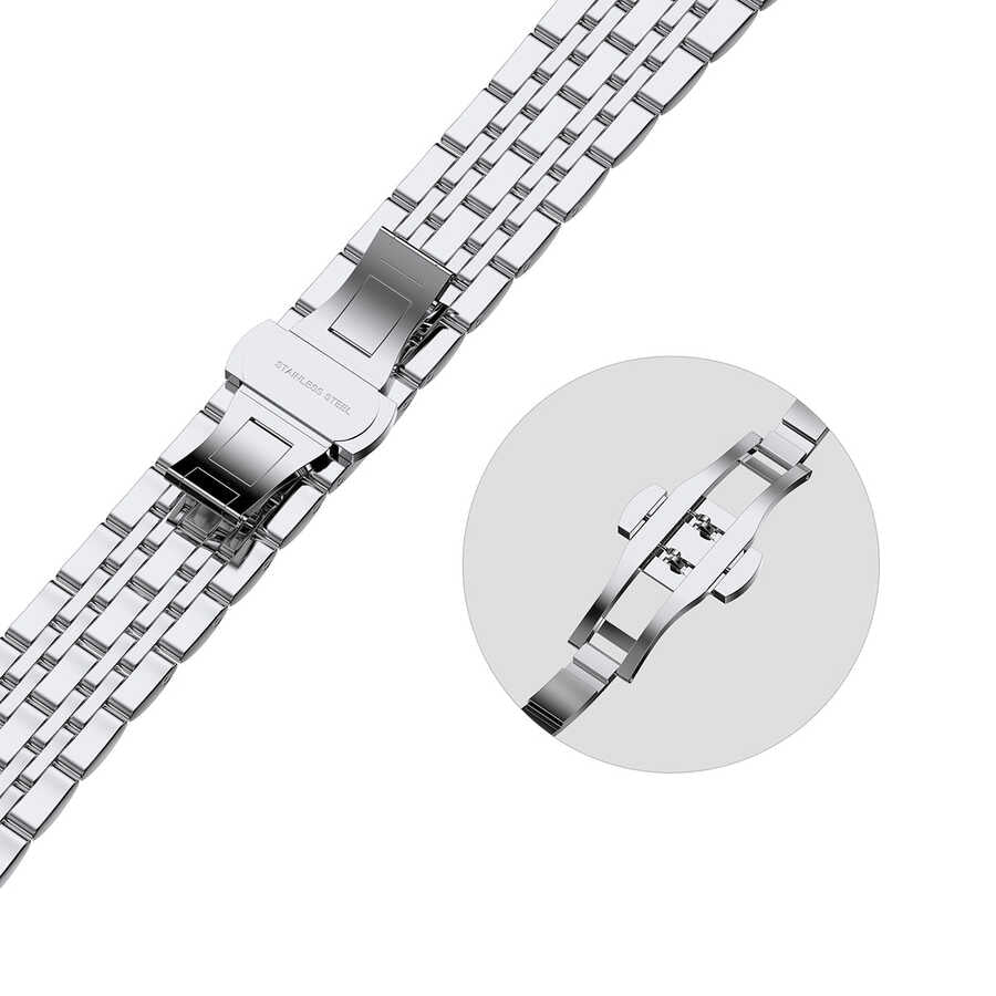 Apple Watch 40mm Wiwu Seven Beads Steel Belt Metal Band Silver 