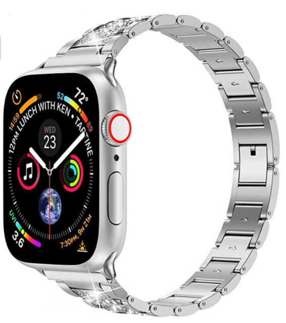 Apple Watch 40mm Wiwu Three Beads Set Auger Metal Band Silver 