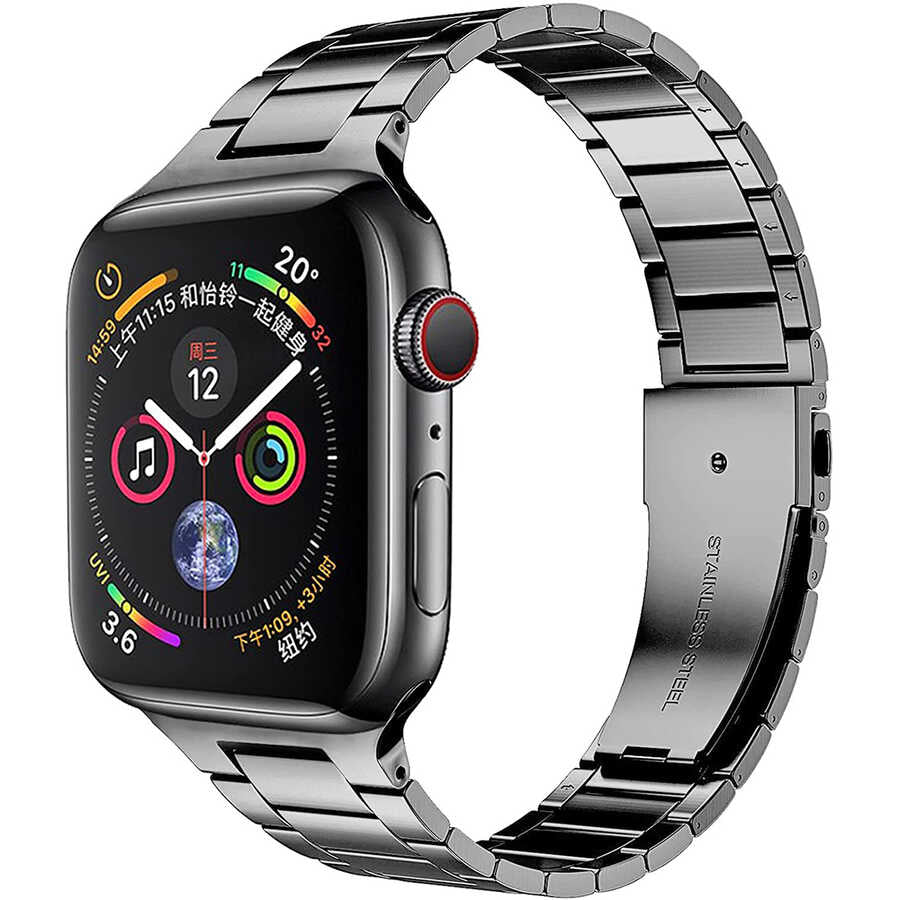 Apple Watch 40mm Wiwu Ultra Thin Steel Belt Three Beads Metal Band Blue 
