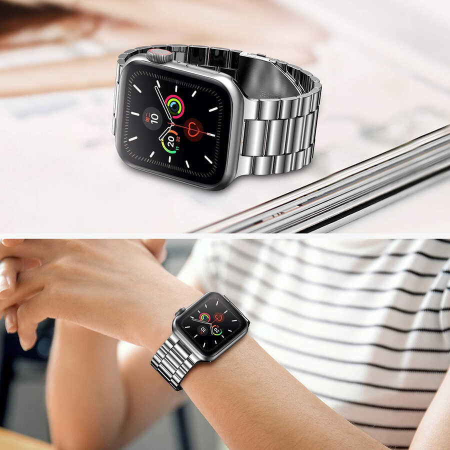 Apple Watch 40mm Wiwu Ultra Thin Steel Belt Three Beads Metal Band Gray 