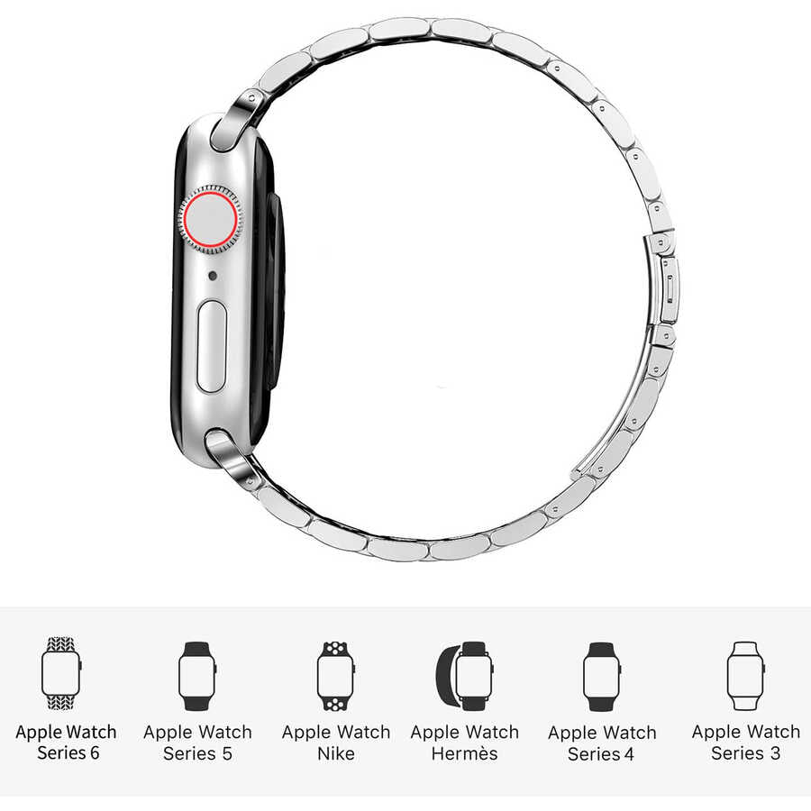 Apple Watch 40mm Wiwu Ultra Thin Steel Belt Three Beads Metal Band Blue 