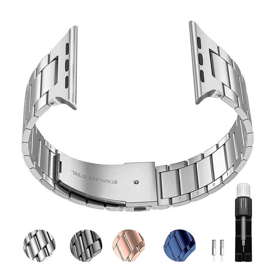 Apple Watch 40mm Wiwu Ultra Thin Steel Belt Three Beads Metal Band Gray 