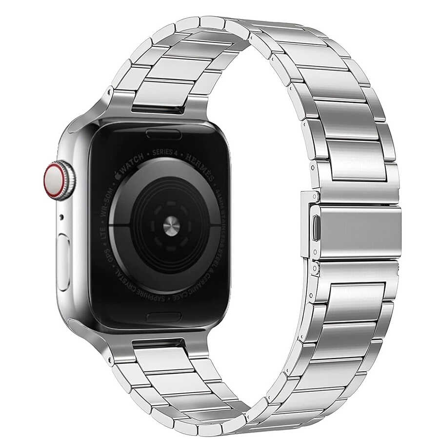 Apple Watch 40mm Wiwu Ultra Thin Steel Belt Three Beads Metal Band Gray 