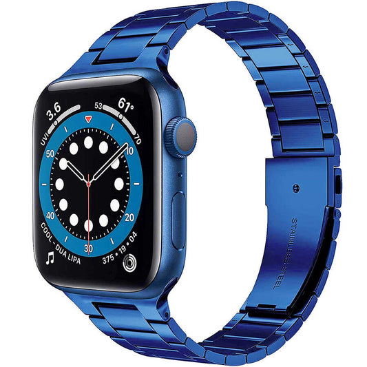 Apple Watch 40mm Wiwu Ultra Thin Steel Belt Three Beads Metal Band Blue 