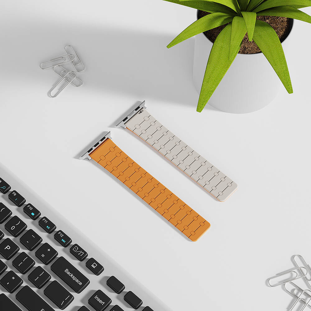 Apple Watch 40mm Zore KRD-111 Striped Patterned Silicone Band Orange 