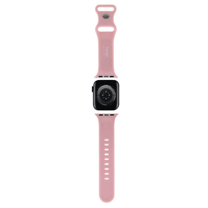 Apple Watch 41mm Hello Kitty Orjinal Lisanslı Yazı Logolu Fiyonk & Kitty Head Silikon Kordon Krem