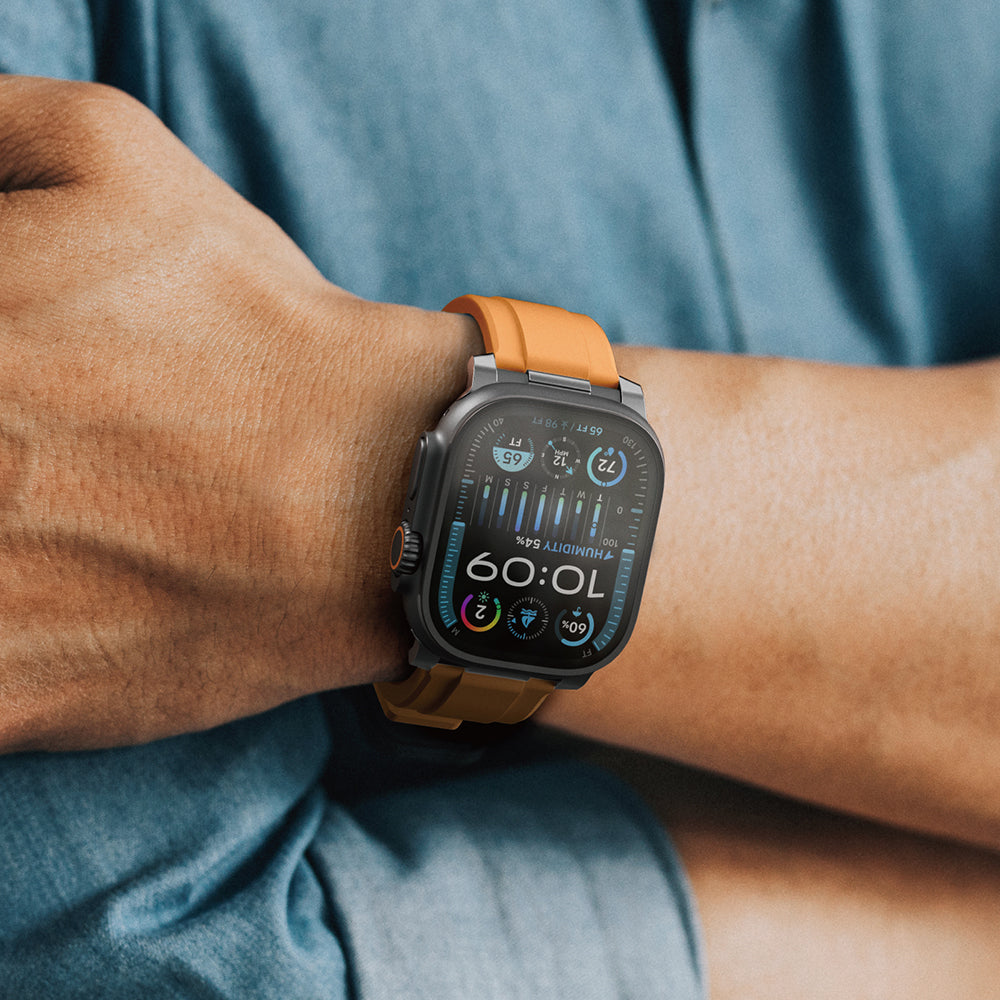 Apple Watch 42mm Amazingthing Titan Chrono Silikon Kordon Turuncu