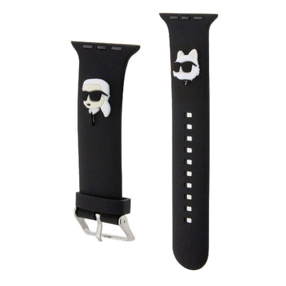 Apple Watch Ultra 49mm Karl Lagerfeld Orjinal Lisanslı İkonik Karl & Choupette Logolu Silikon Kordon Beyaz