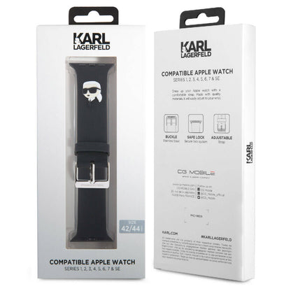 Apple Watch 42mm Karl Lagerfeld Orjinal Lisanslı İkonik Karl Head Logolu Silikon Kordon Beyaz
