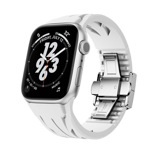 Apple Watch 42mm KRD-127 Metal Buckle Silicone Band White 
