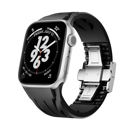 Apple Watch 42mm KRD-127 Metal Buckle Silicone Band Black 