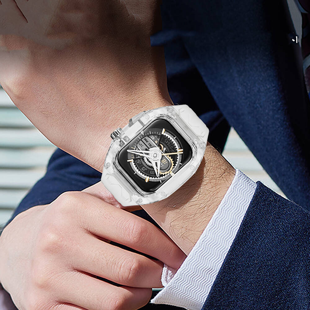 Apple Watch 42mm Wiwu Wi-WB013 Rambo Series 2in1 Transparent PC Case Protector Rubber Strap White 