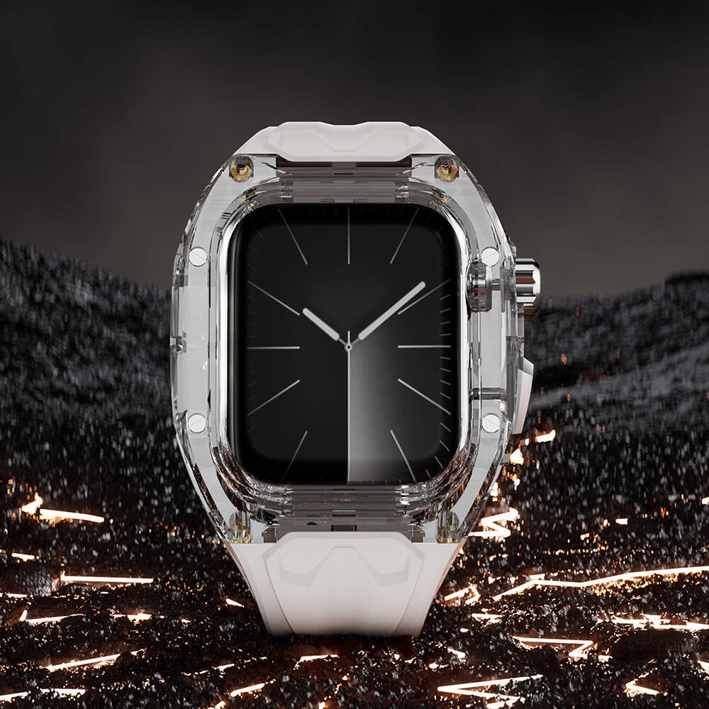 Apple Watch 42mm Wiwu Wi-WB013 Rambo Series 2in1 Transparent PC Case Protector Rubber Strap White 