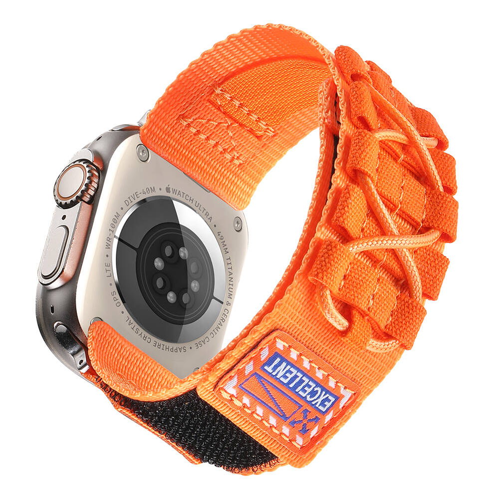 Apple Watch 42mm Zore KRD-112 Orbital Braided Rope Design Nylon Fabric Mesh Band Orange 