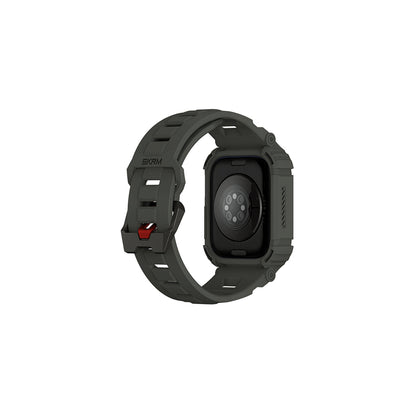 Apple Watch 44 mm Skinarma Mecha 2in1 TPU Kasa Koruyucu + Silikon Kordon Açık Gri