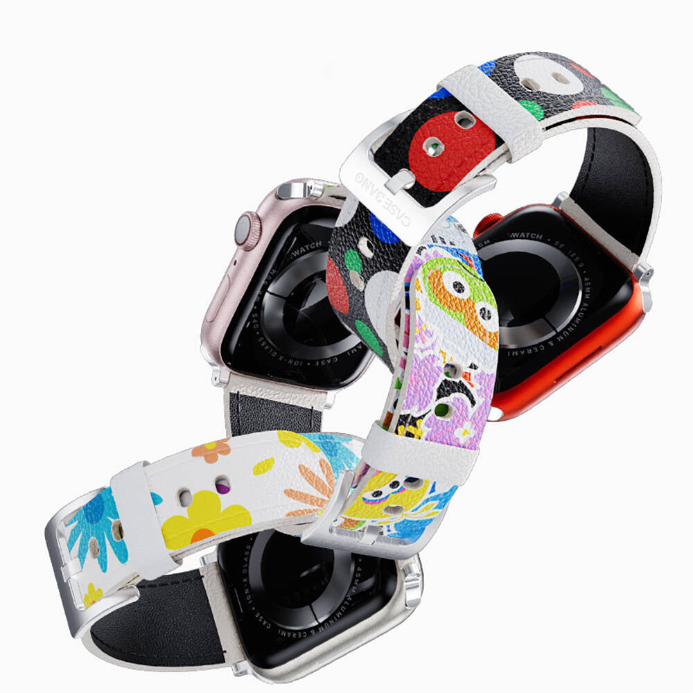 Apple Watch 44mm Casebang Sesame Street Serisi Deri Saat Kordon Kırmızı