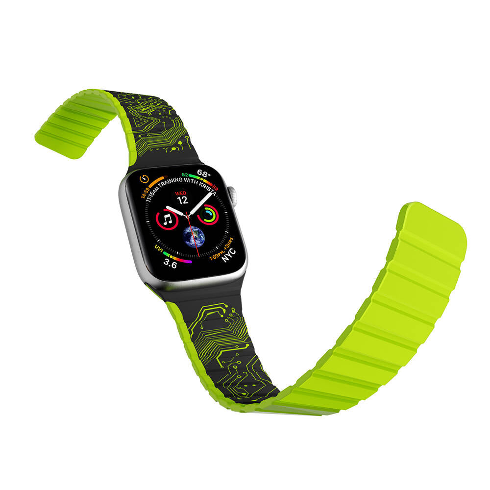 Apple Watch 44mm Strap Youngkit Technological Magnetic Snap-on Silicone Strap Black 