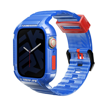Apple Watch 44mm SkinArma Saido Hard PC Case Protector Silicone Band Blue 