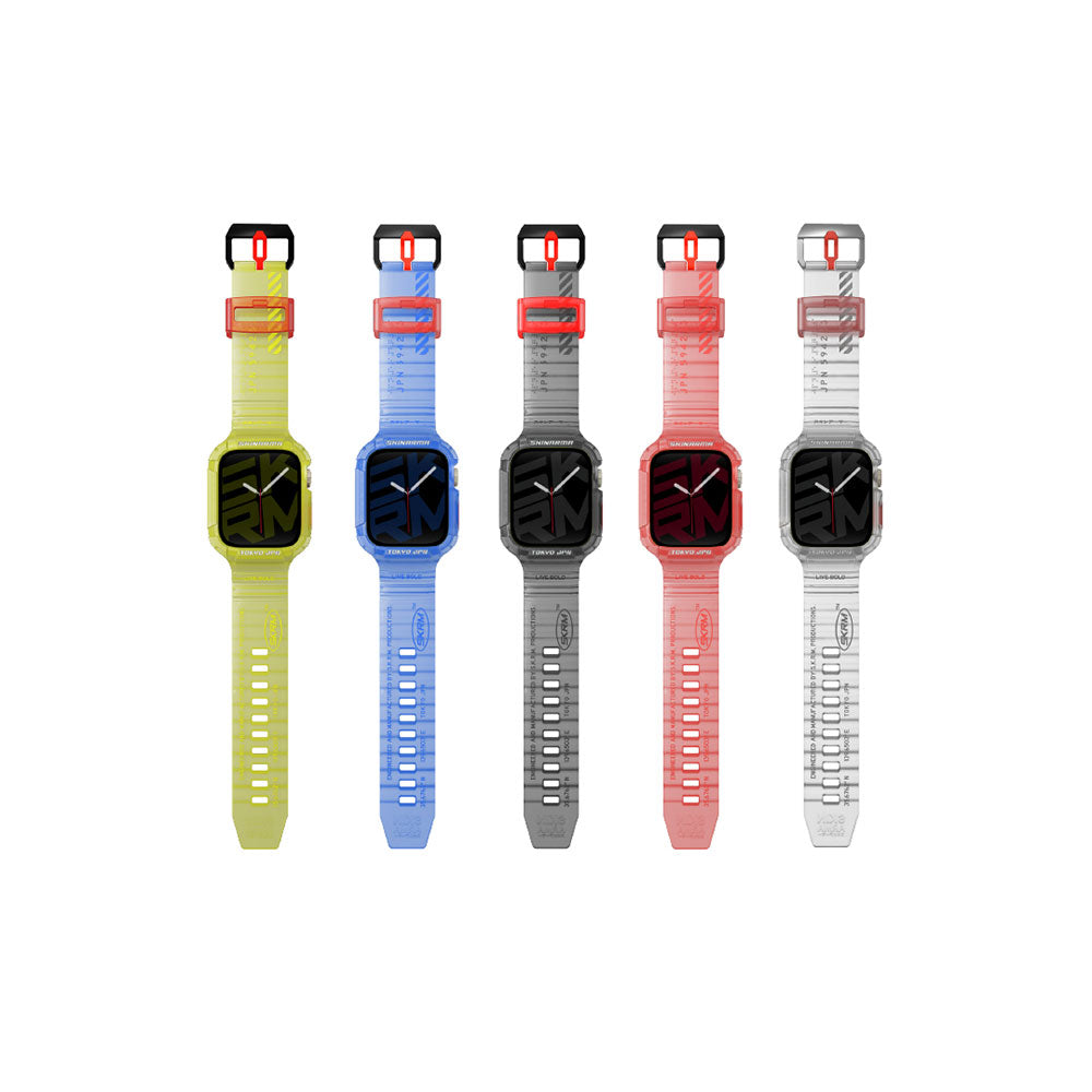 Apple Watch 44mm SkinArma Saido Hard PC Case Protector Silicone Band Blue 