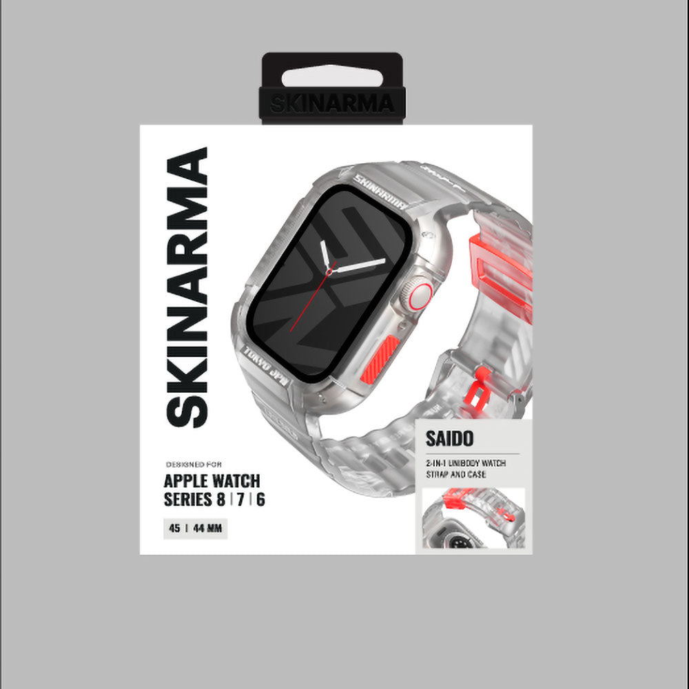 Apple Watch 44mm SkinArma Saido Hard PC Case Protector Silicone Band Blue 