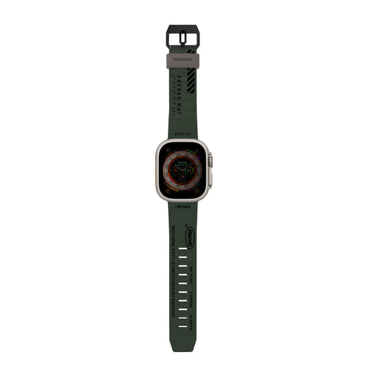 Apple Watch 44mm SkinArma Shokku Silicone Band Dark Olive 